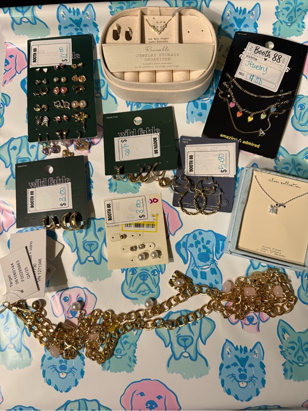 Target Gold-Tone Earrings and Pink Accent Jewelry Assortment Bundle AS IS